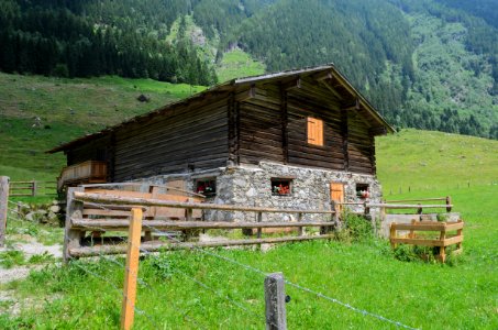 Pasture Log Cabin Hut Grassland photo