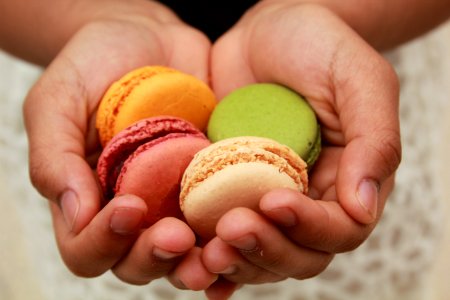 Macaroon Finger Hand Sweetness photo