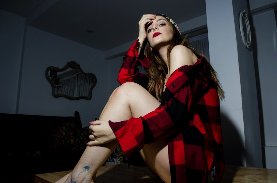 Woman Wearing Red And Black Dress Shirt