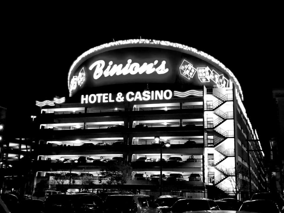 Grayscale Photography Binions Hotel amp Casino