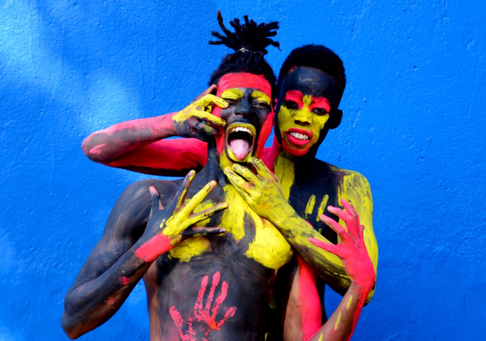 Man Beside A Woman In Body Paint