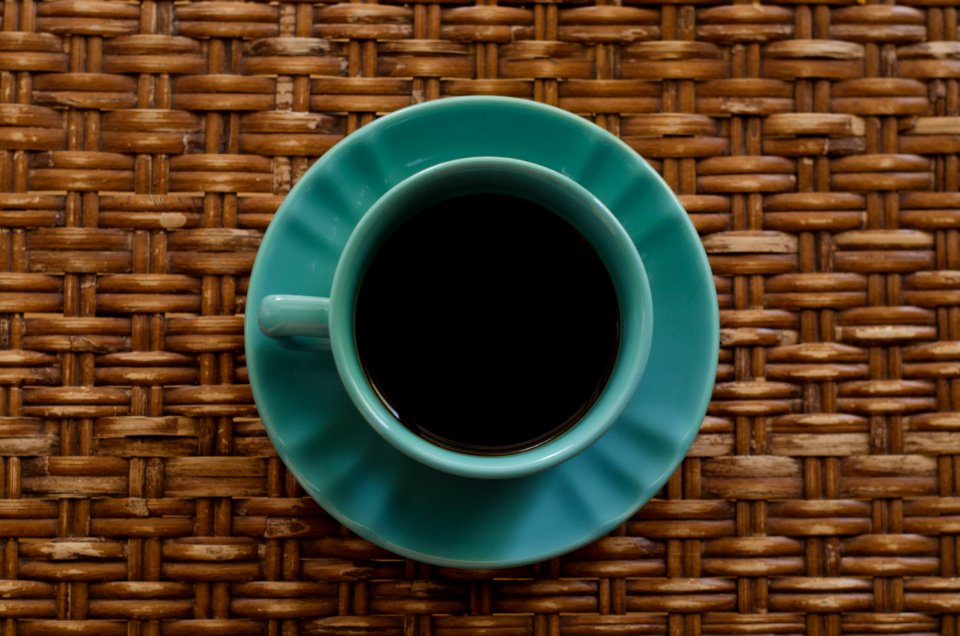 Teal Ceramic Mug On Saucer
