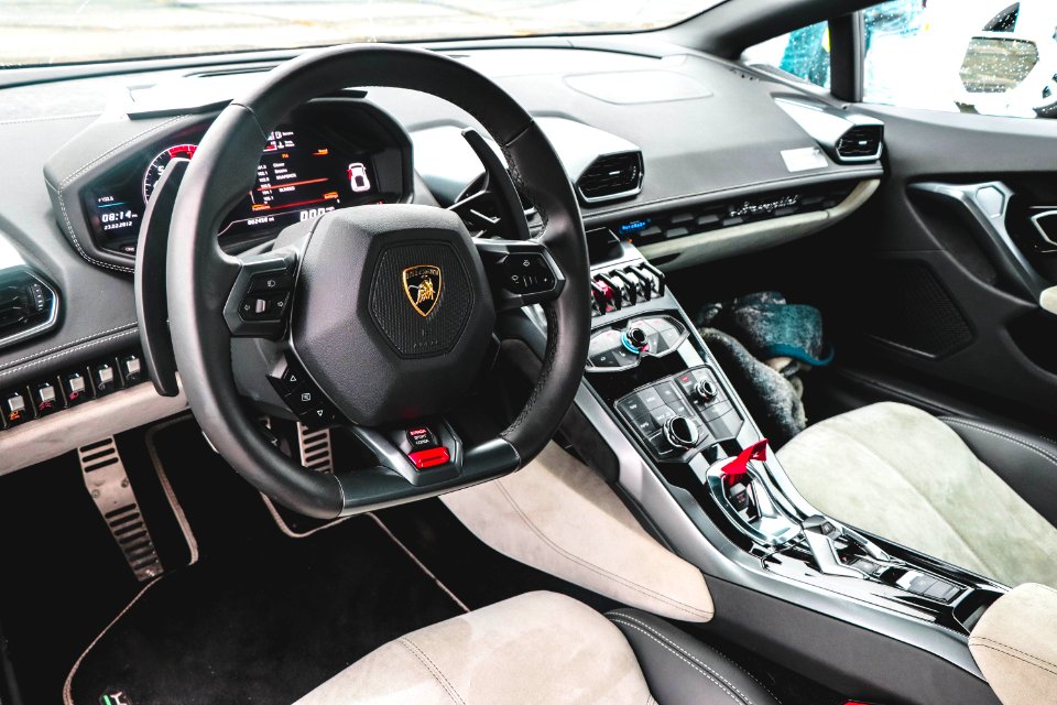 Black Lamborghini Vehicle Steering Wheel