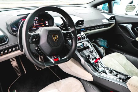 Black Lamborghini Vehicle Steering Wheel photo