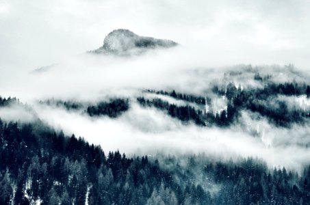 High Angle Photo Of Mountain Cover With Clouds photo