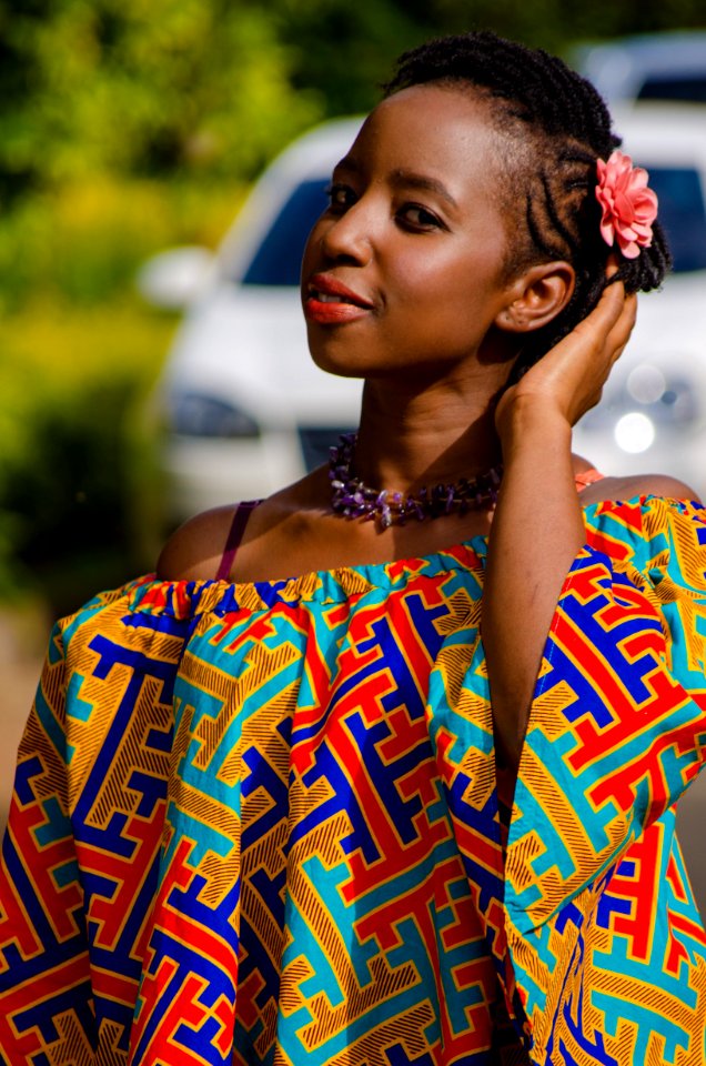 Woman Wearing Multicolored Strapless Top