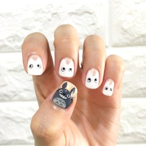 Persons Left Hand Showing White Nail Polish