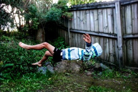 Floating Photography Of Man In White And Blue Striped Top