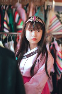 Girl Wearing Hanbok Dress