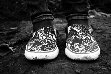 Grayscale Photography Of Shoes photo