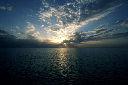 Scenic View Of Ocean During Dawn photo