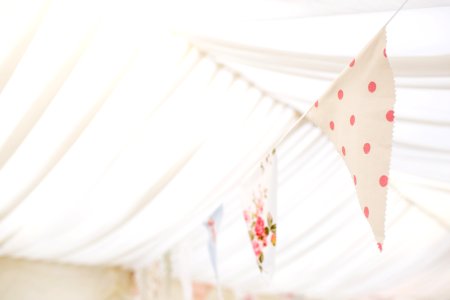 White And Pink Floral And Polka-dot Bantings