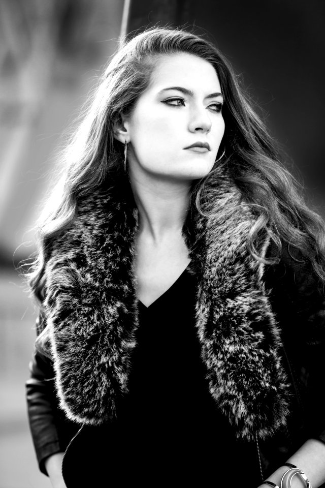 Grayscale Photo Of Woman Wearing Coat