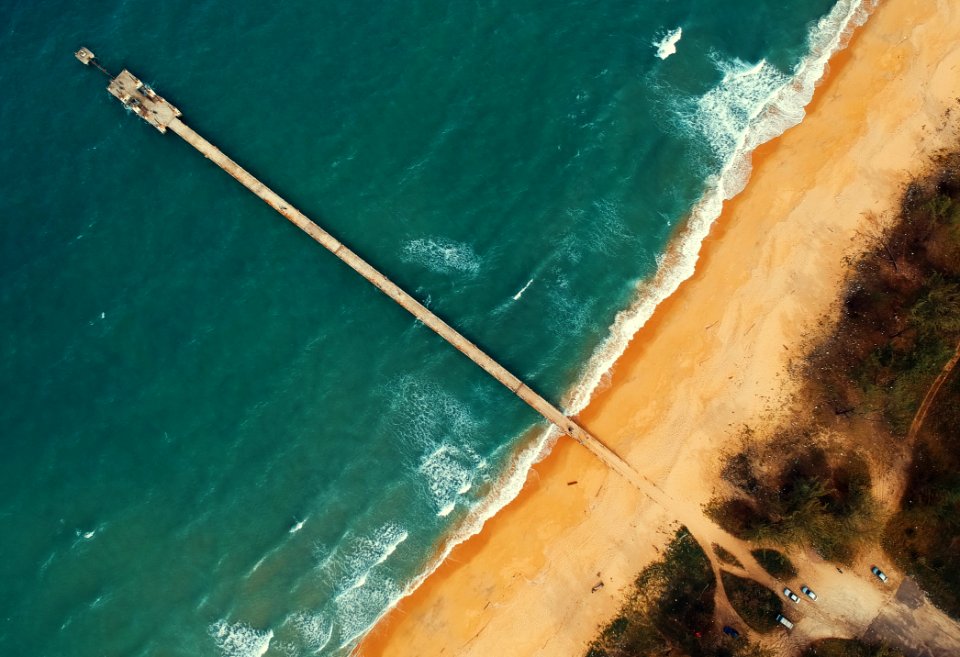 Aerial View Of Dock And Body Of Water