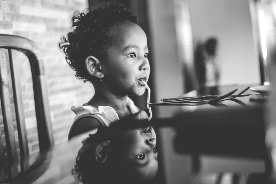Grayscale Photo Of Toddler