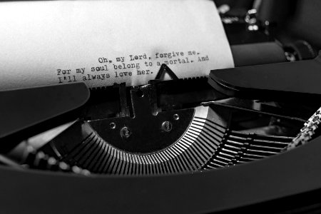 Grayscale Photo Of A Typewritten Prayer photo