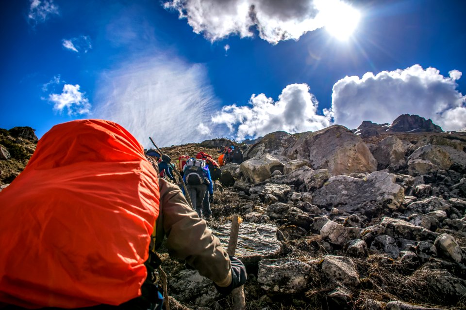 People Hiking On Mountain
