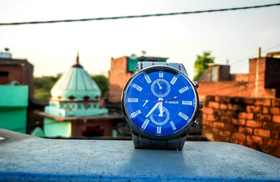 Silver And Black Chronograph Watch photo