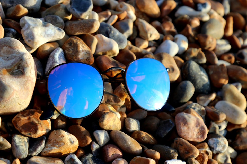 Black Farmed Sunglasses On Rocks