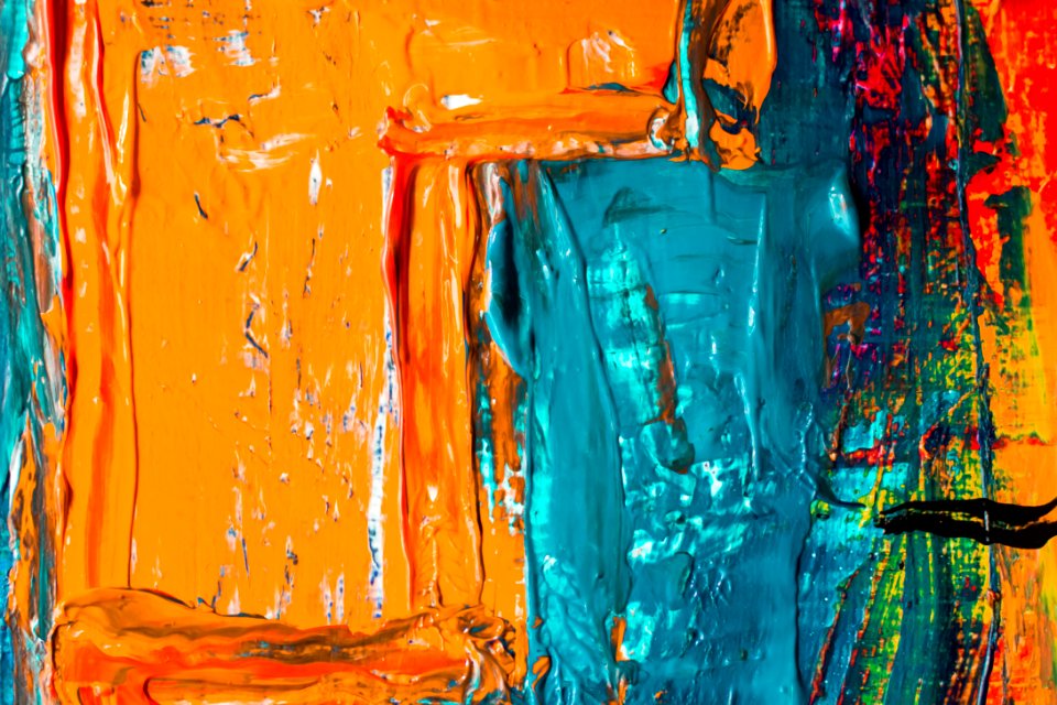 Orange And Blue Abstract Painting photo