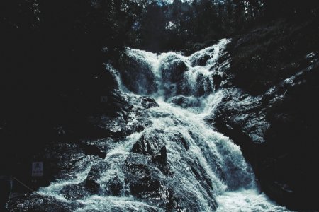 Grayscale Of Waterfalls
