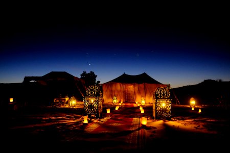 Brown Canopy Tent With Yellow Lights