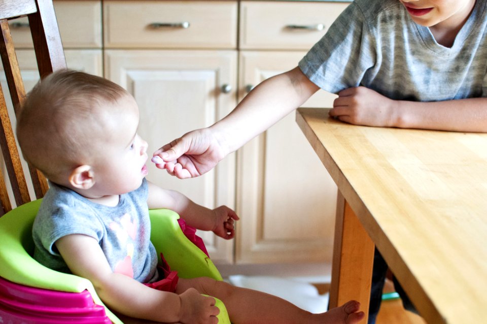 Babys Green And Purple Highchair