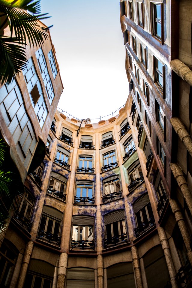 Worms Eye View Of Brown And Black Concrete Building