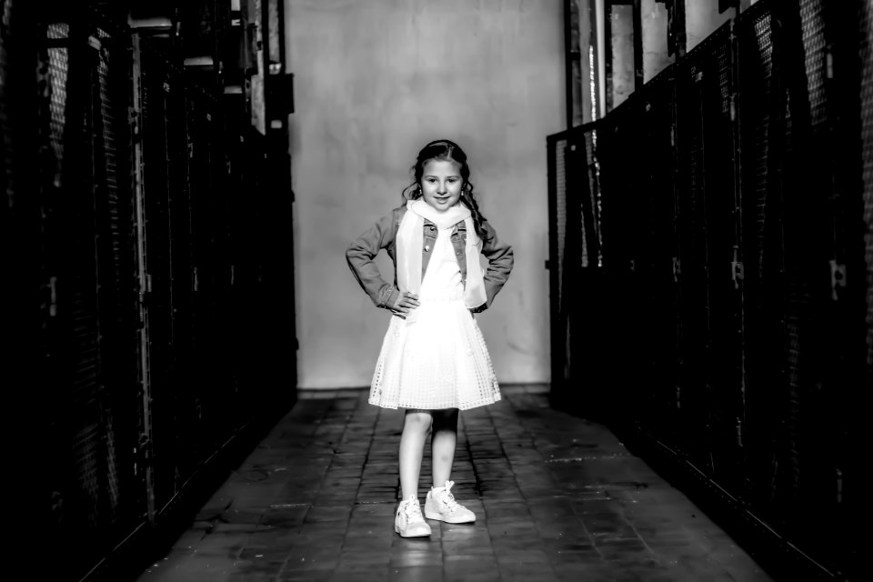 Grayscale Photo Of Girl Wearing Dress