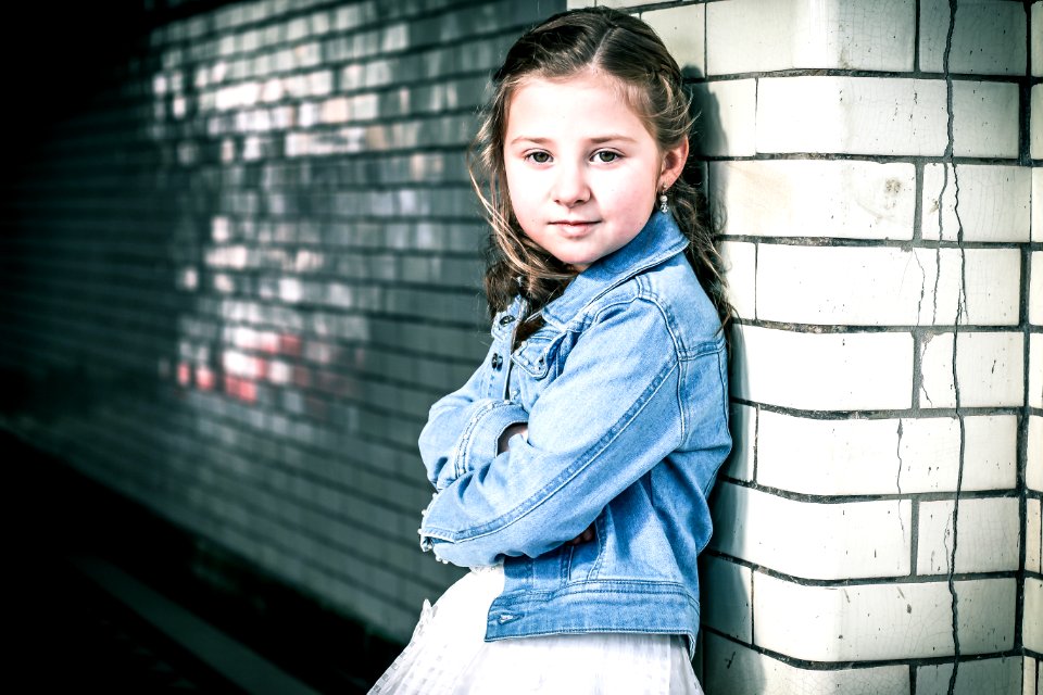 Girl Wearing Blue Denim Jacket