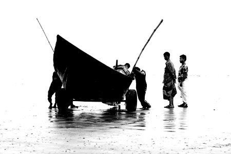 Black Outboard Boat