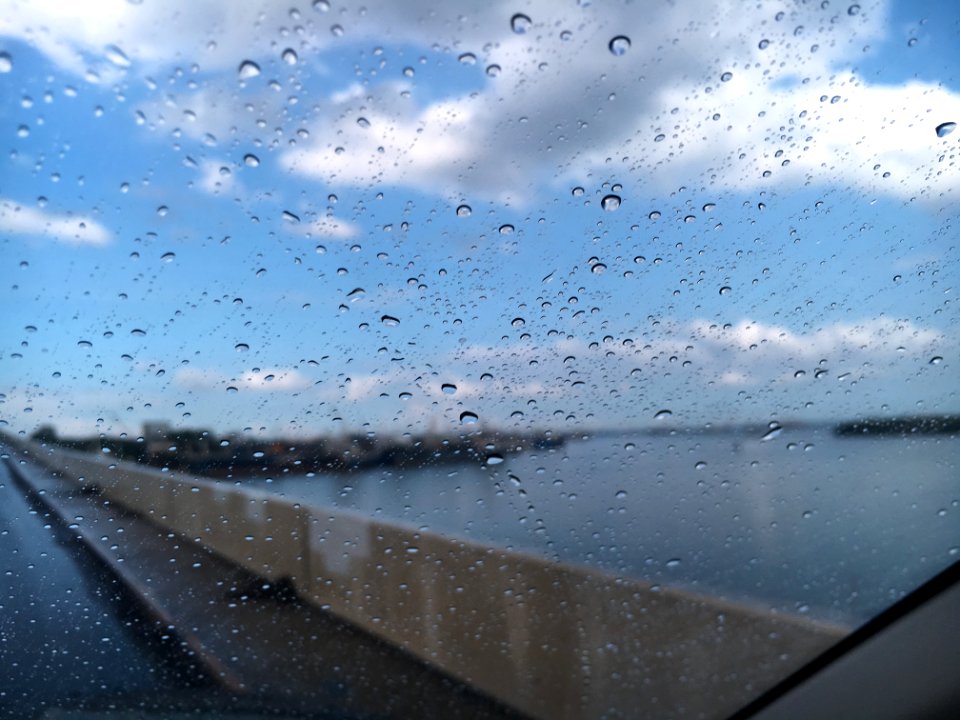 Rain Drop On Car Windshield