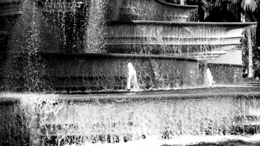 Grayscale Photo Of Fountain photo