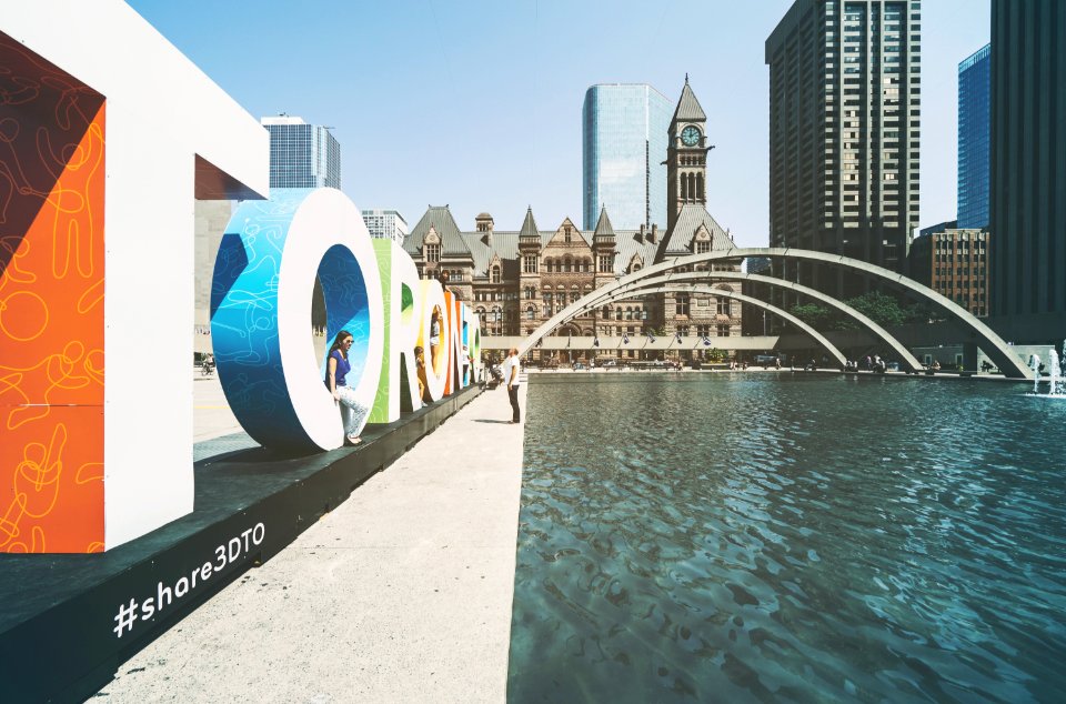 Freestanding Letters Near Fountain