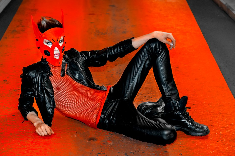 Man Wearing Black Leather Pants And Black Leather Zip-up Jacket