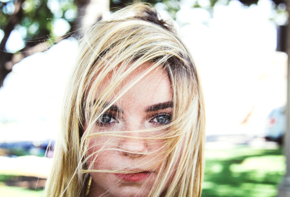 Womans Hair Covering Her Face