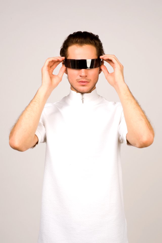 Man Wearing White Turtle-neck T-shirt