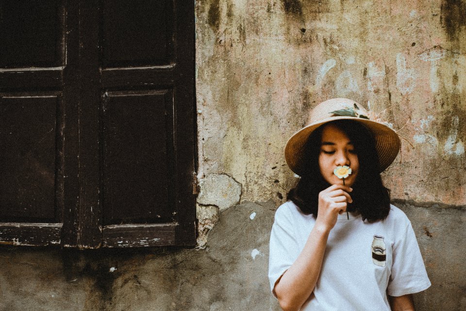Woman In White Crew-neck Top