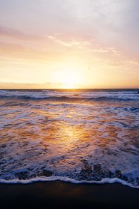 Photo Of Ocean Waves Near Seashore During Sunset photo