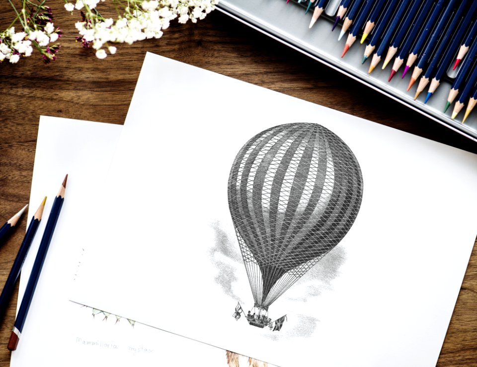 Hot Air Balloon Drawing