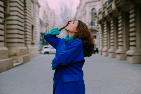Woman Wearing Blue Coat photo
