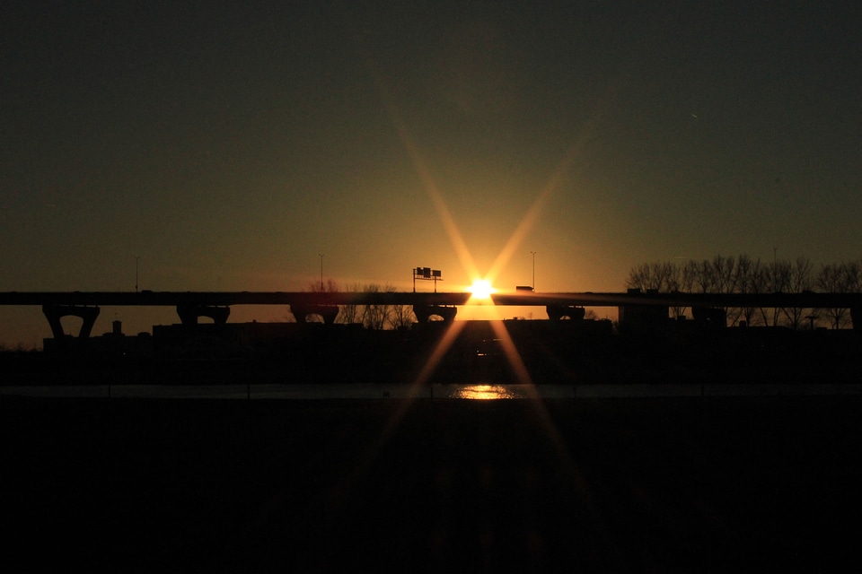 Bridge twilight sunbeams