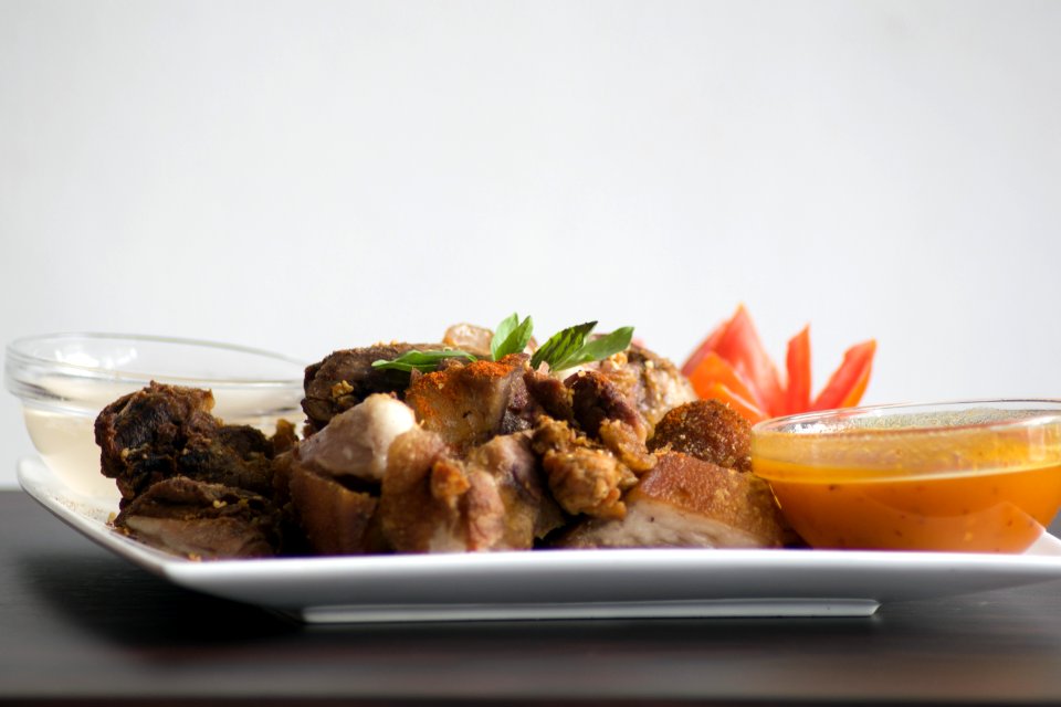 Fried Chicken Serving On White Ceramic Plate photo