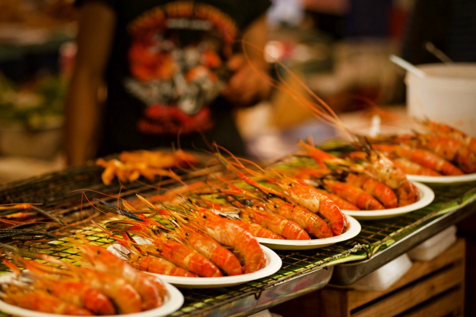 Pile Of Shrimps On Plates