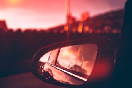 Close-Up Photography Of Side Mirror During Dawn photo