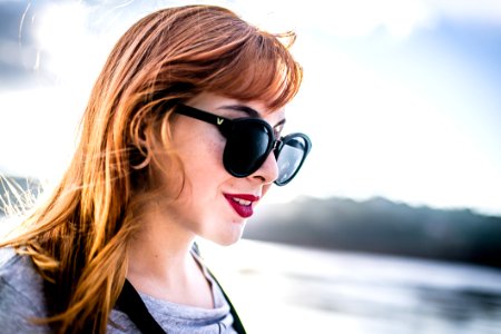 Woman Wearing Black Sunglasses photo