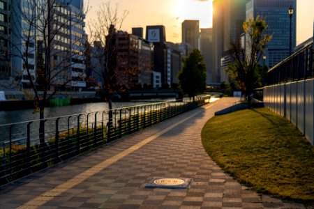 Pathway With Fences Near Body Of Water photo