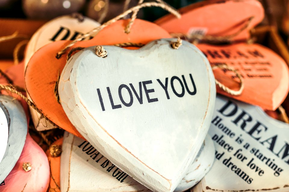 Heart-shape White And Black I Love You-printed Decorative Board