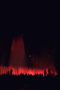 Silhouette Of People Near Fountain