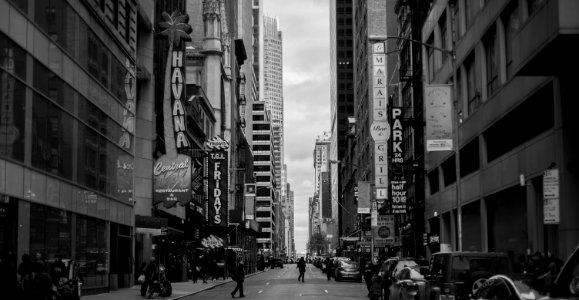 Grayscale Photo Of New York Timesquare